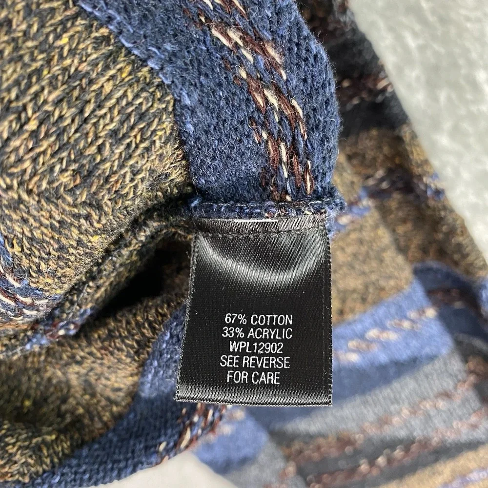 Vintage Croft & Barrow Sweater Mens XL Multicolor Geometric Textured Knit 90s